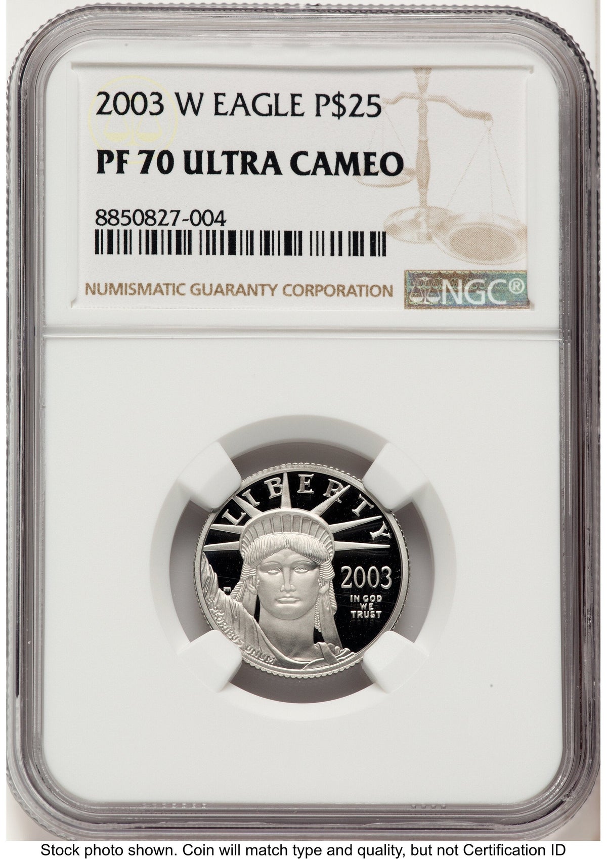2003-W Proof Platinum Eagle 1/4 oz Brown Label NGC PF70