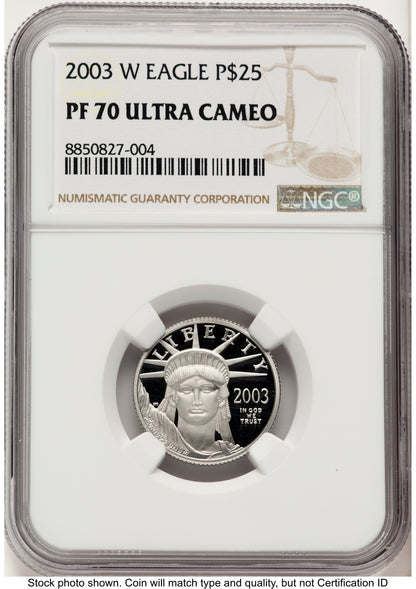 2003-W Proof Platinum Eagle 1/4 oz Brown Label NGC PF70