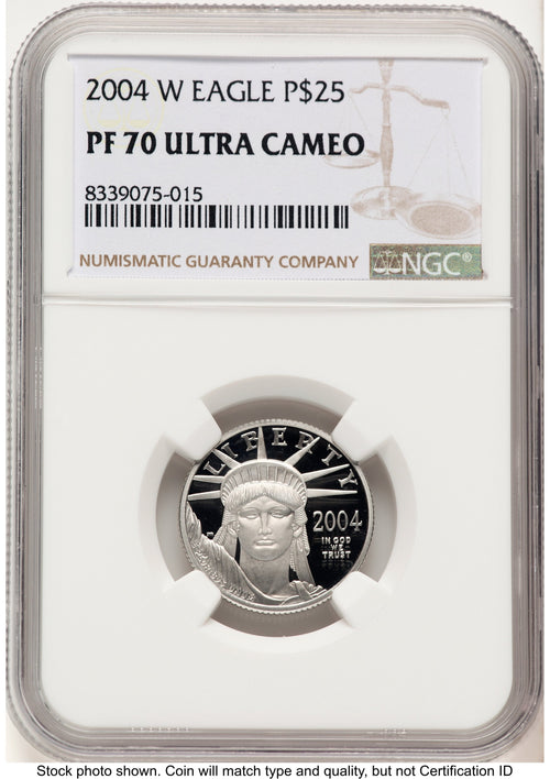 2004-W Proof Platinum Eagle 1/4 oz Brown Label NGC PF70