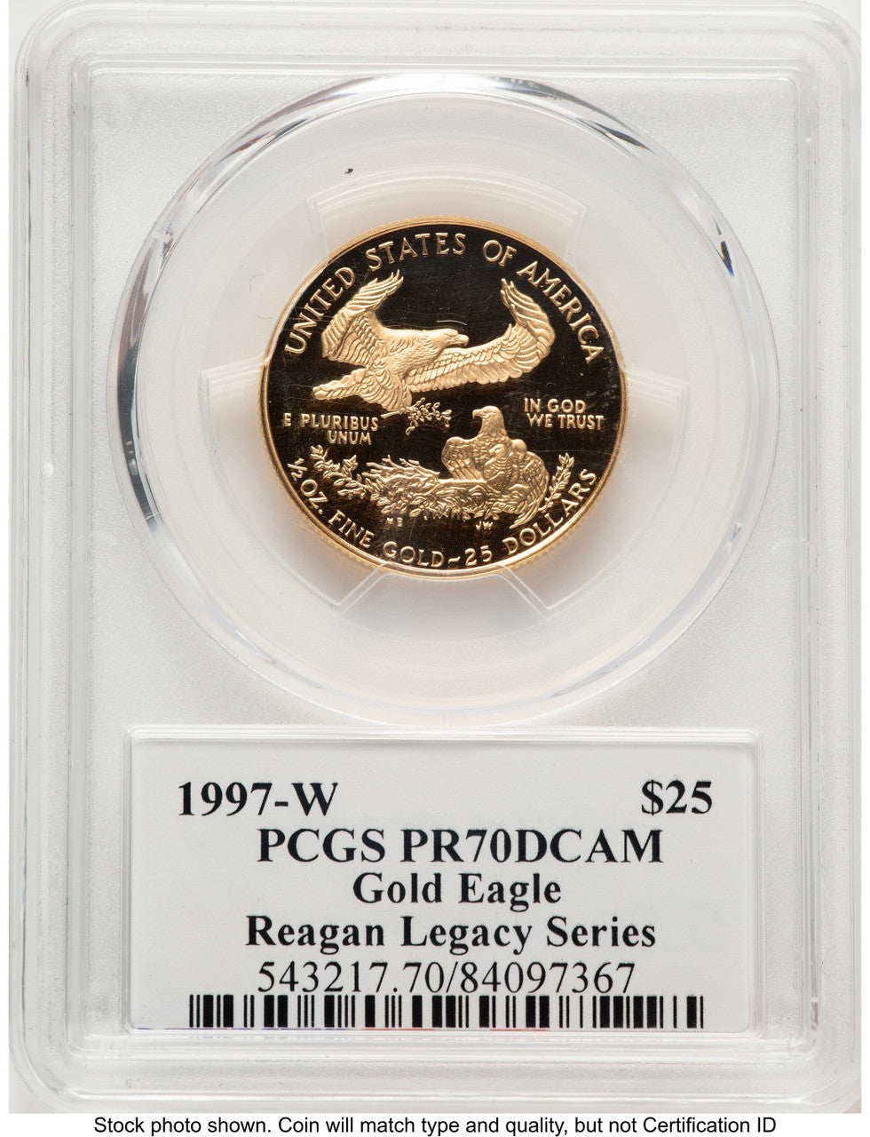 1997-W Proof Gold Eagle 1/2 oz Reagan Legacy Series Michael Reagan PCGS PR70