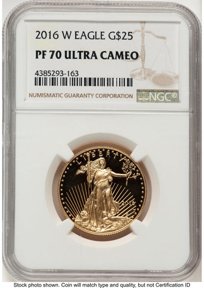 2016-W Proof Gold Eagle 1/2 oz Brown Label NGC PF70