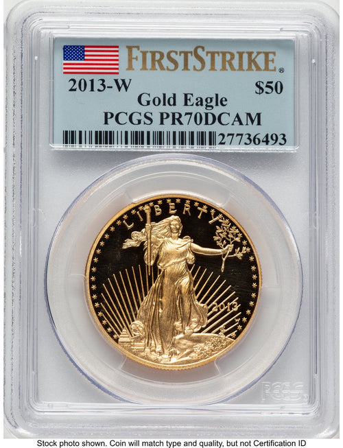 2013-W Proof Gold Eagle 1 oz FS Flag PCGS PR70