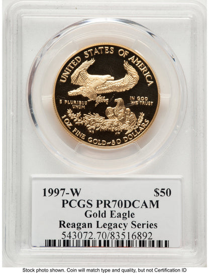 1997-W Proof Gold Eagle 1 oz Reagan Legacy Series Michael Reagan PCGS PR70