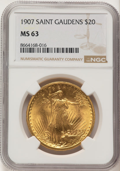 1907 $20 Saint Saint-Gaudens Double Eagle NGC MS63