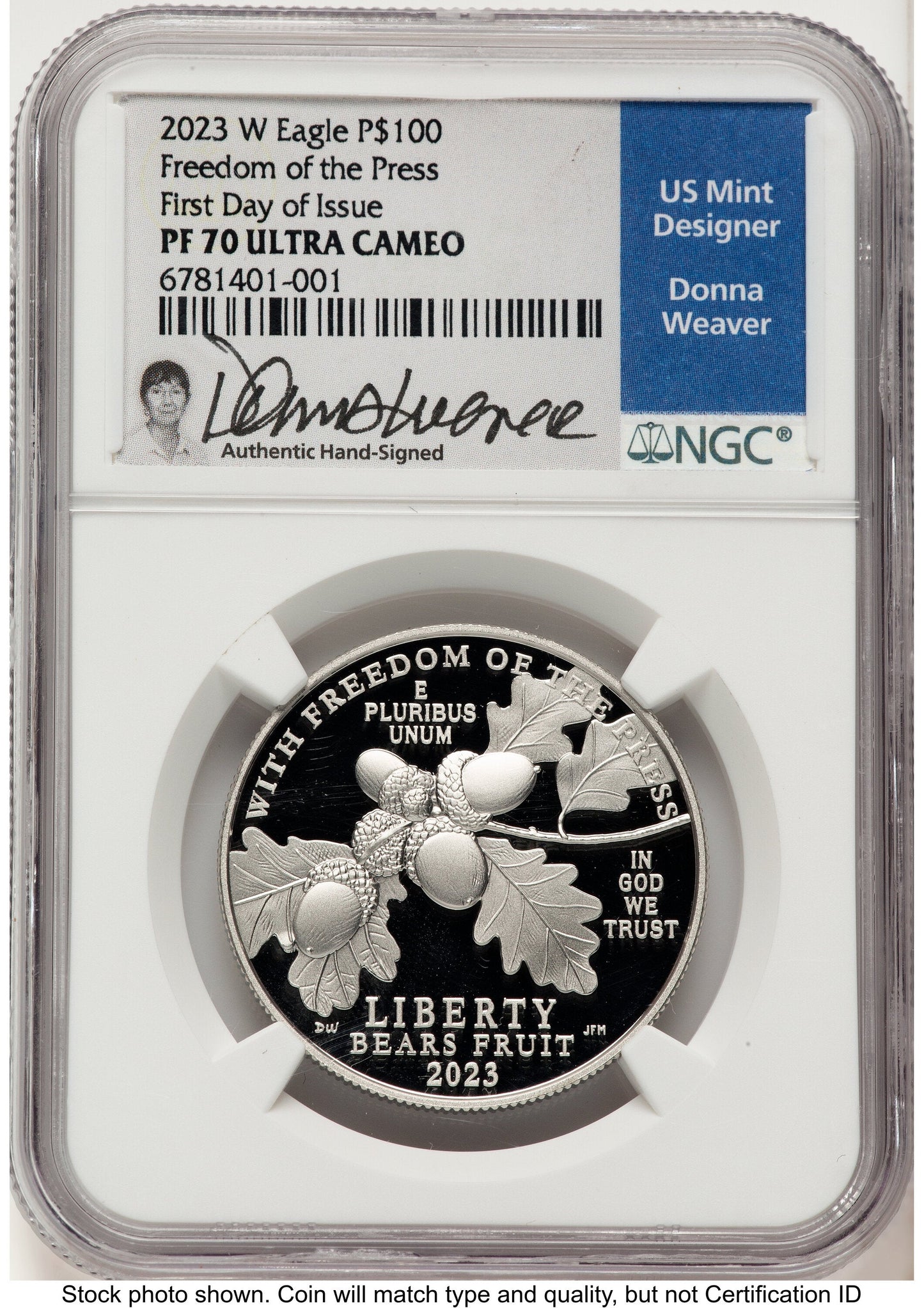 2023-W Proof Platinum Eagle 1 oz FDI Donna Weaver NGC PF70