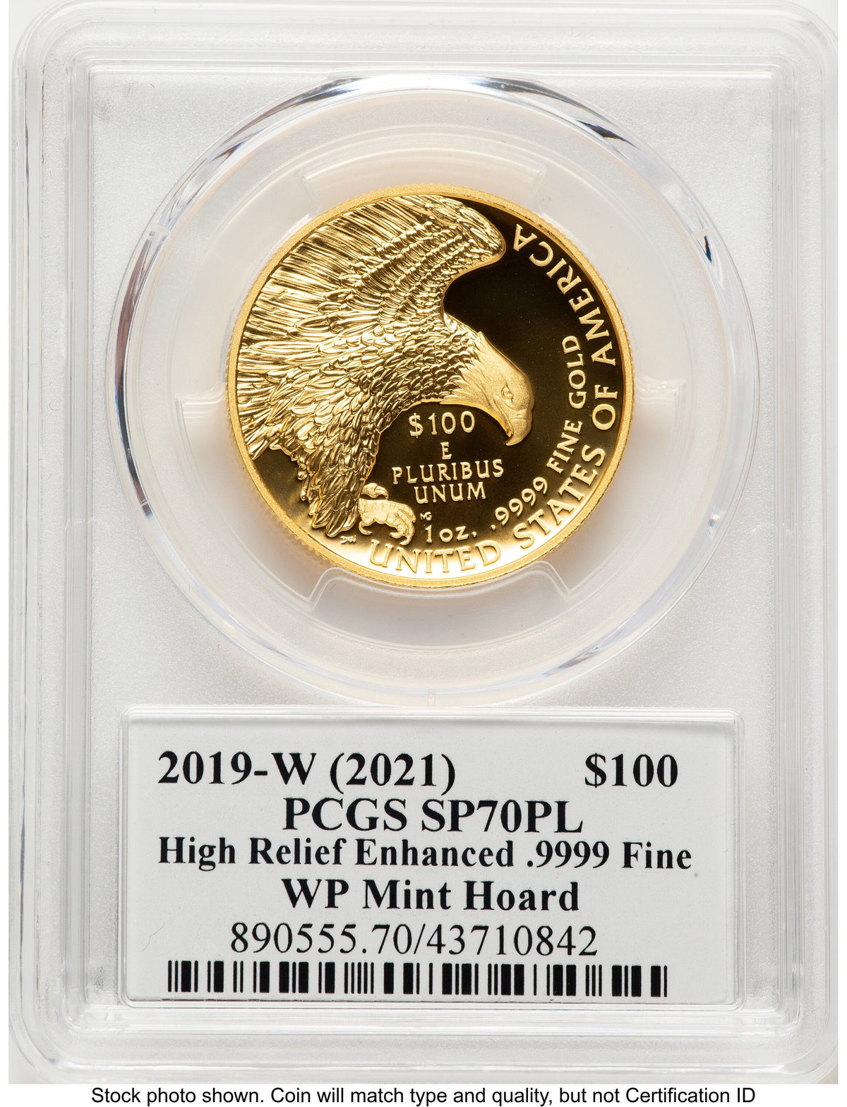 2019-W G$100 American Liberty High Relief Enhanced PL WP Mint Hoard Emily Damstra PCGS MS70