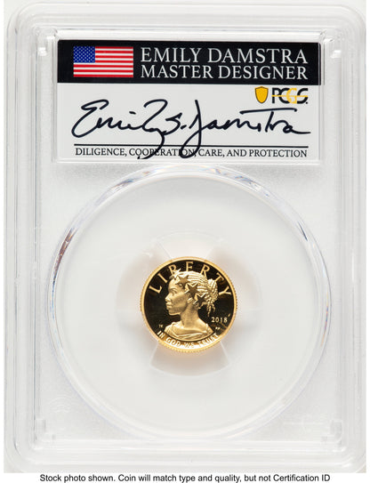2018-W G$10 American Liberty High Relief WP Mint Hoard Emily Damstra PCGS PR70