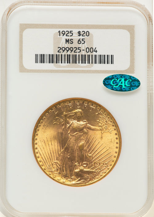 1925 $20 CAC Saint-Gaudens Double Eagle NGC MS65