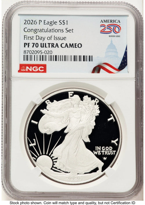 2026 P Silver Eagle Congratulations Set First Day of Issue NGC PF70