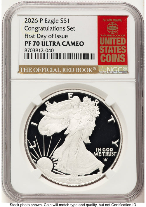 2026-P Proof Silver Eagle Congratulations Set 1 oz FDI Red Book NGC PF70