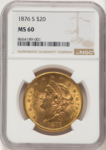 1876-S $20 Liberty Double Eagle NGC MS60