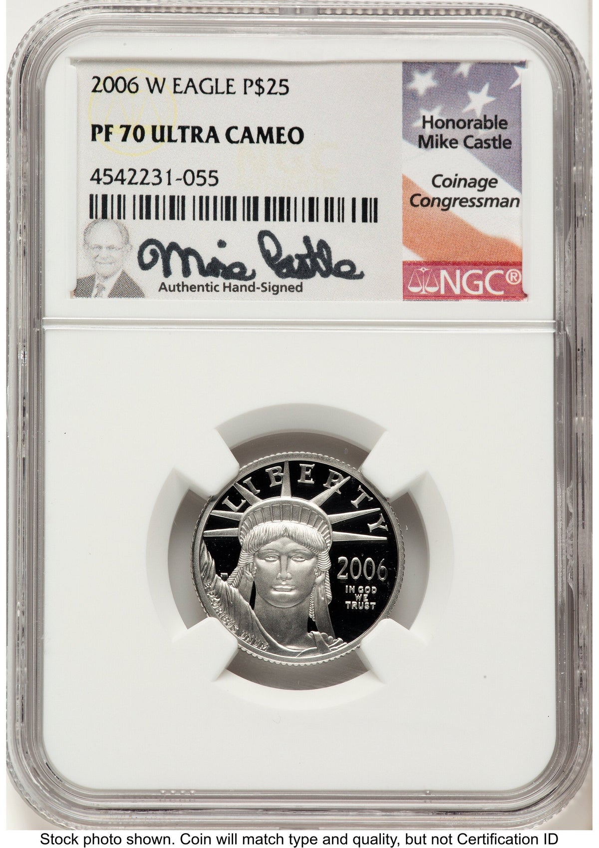 2006-W Proof Platinum Eagle 1/4 oz Mike Castle NGC PF70