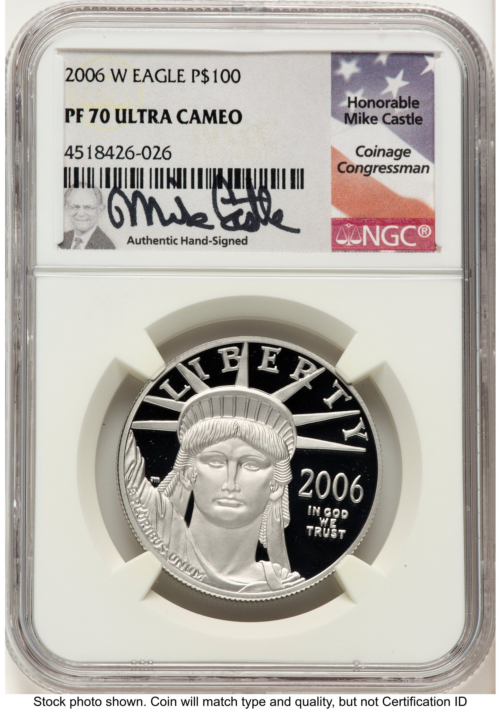 2006-W Proof Platinum Eagle 1 oz Mike Castle NGC PF70