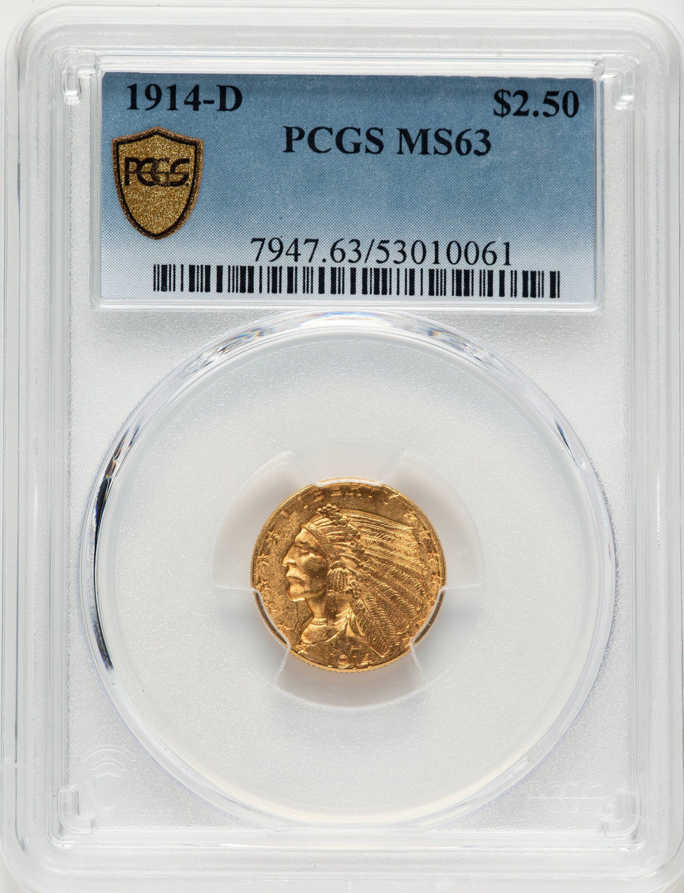 1914-D $2.50 Blue Gradient Indian Quarter Eagle PCGS MS63