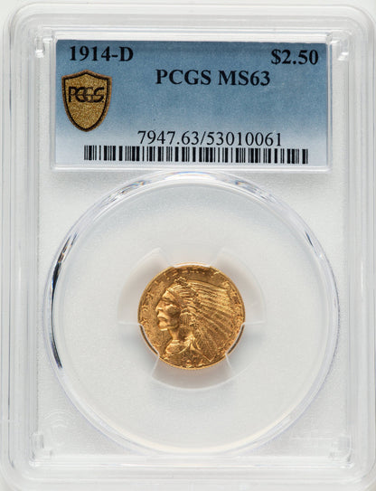 1914-D $2.50 Blue Gradient Indian Quarter Eagle PCGS MS63