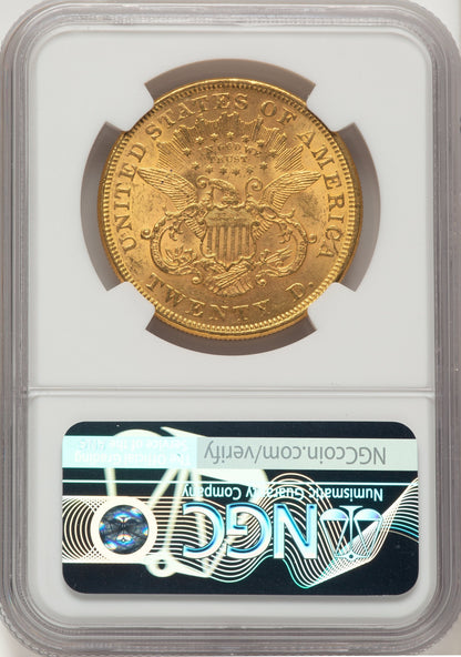1873 $20 OPEN 3 Liberty Double Eagle NGC MS61