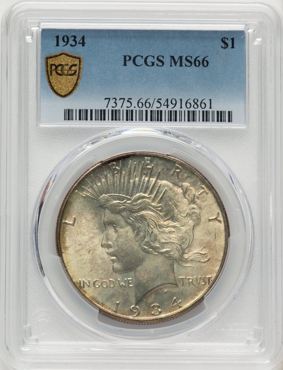 1934 Peace Dollar PCGS MS66