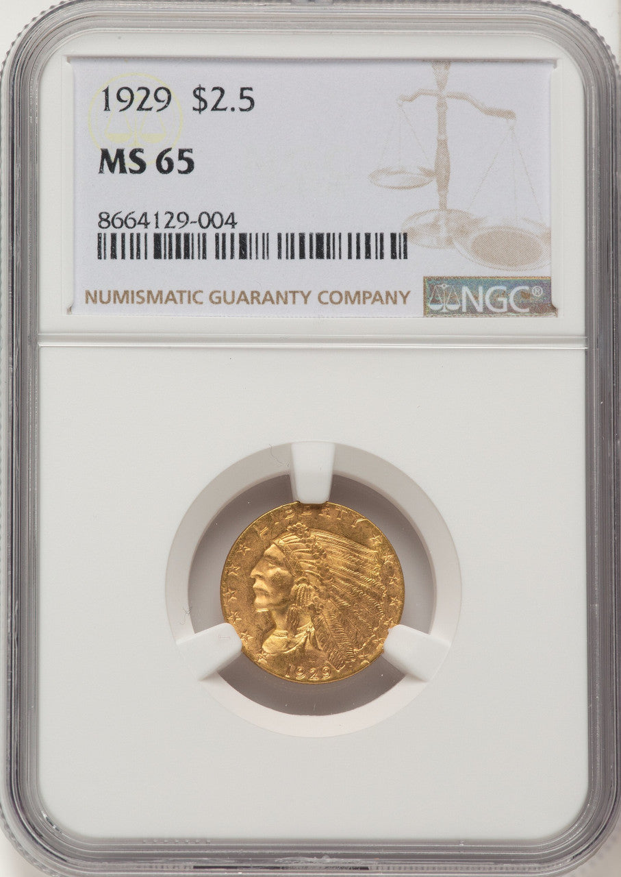 1929 $2.50 Indian Quarter Eagle NGC MS65