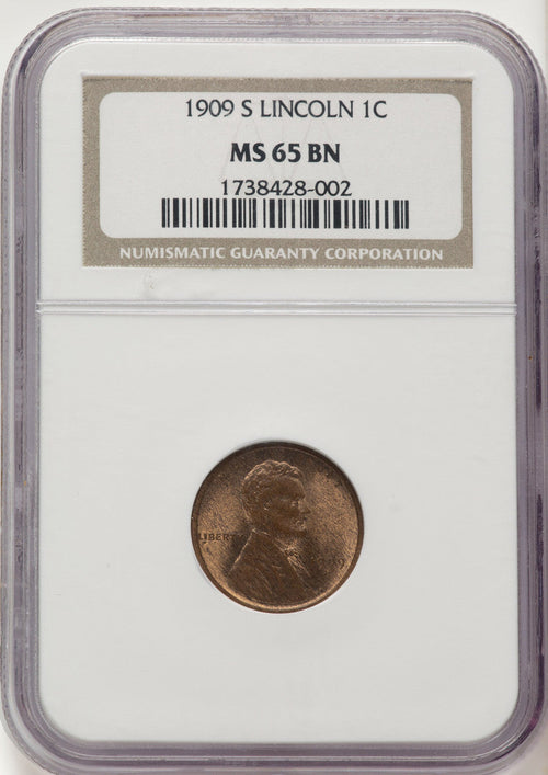 1909-S 1C Lincoln BN Lincoln Cent NGC MS65