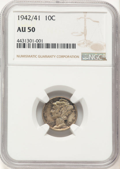 1942/1 10C FS-101 Mercury Dime NGC AU50