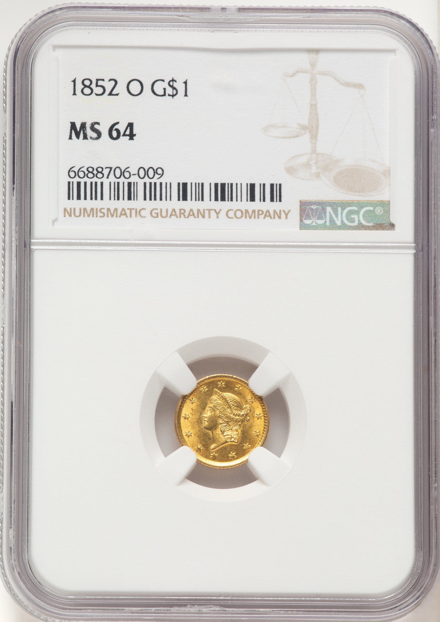 1852-O G$1 Gold Dollar NGC MS64