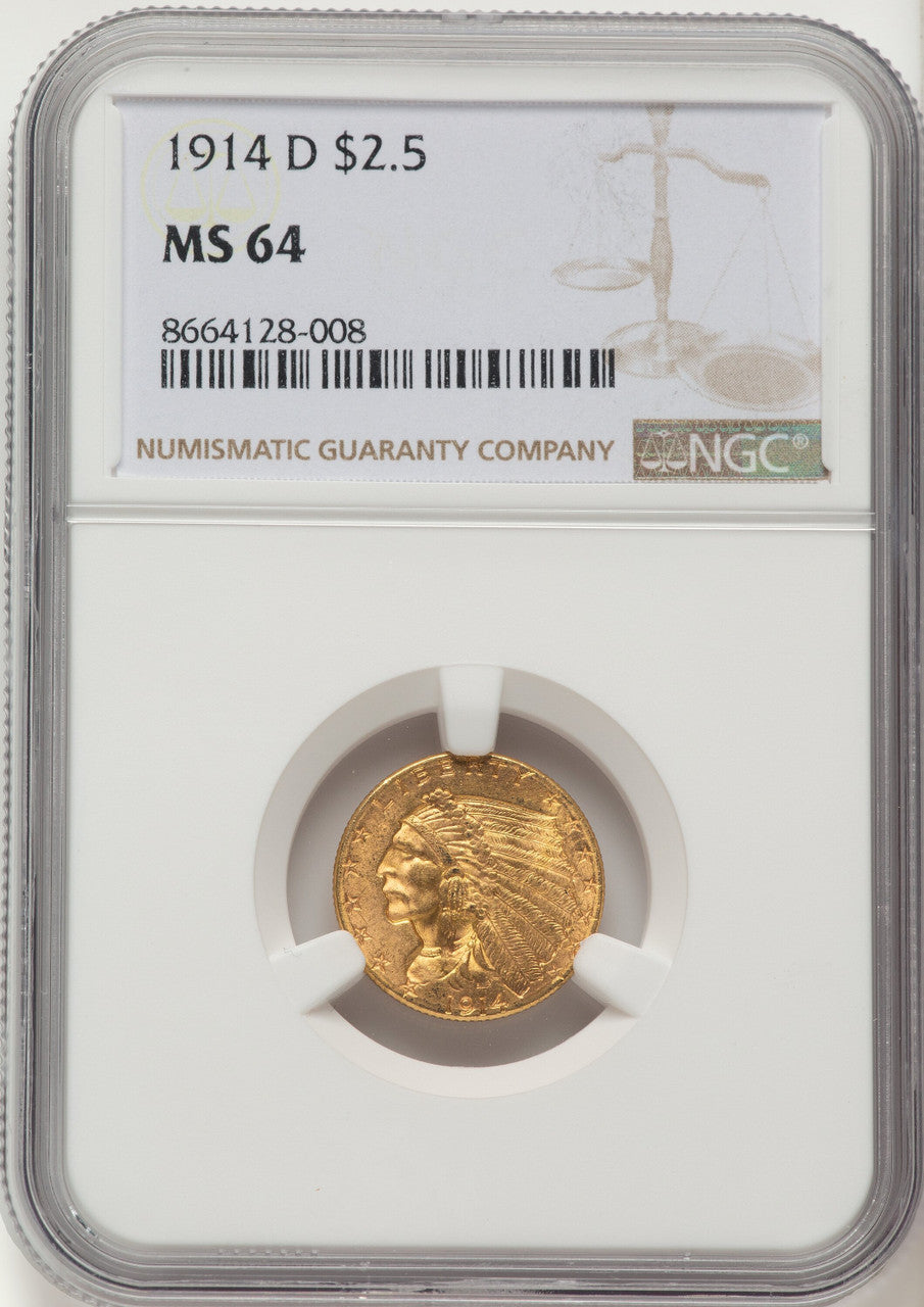 1914-D $2.50 Indian Quarter Eagle NGC MS64