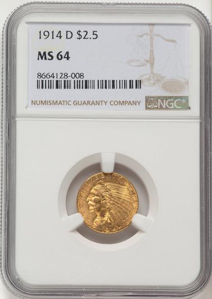 1914-D $2.50 Indian Quarter Eagle NGC MS64