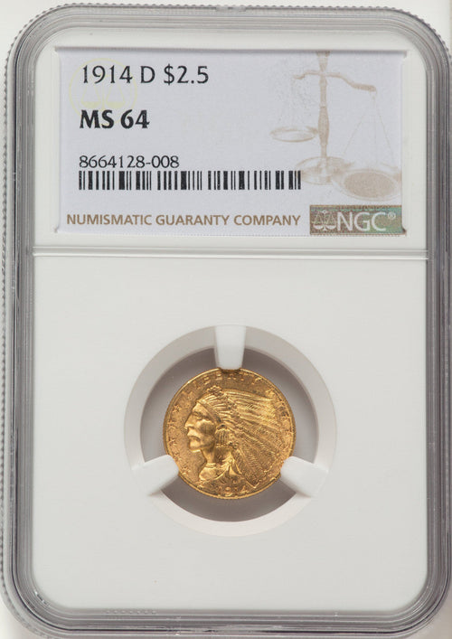 1914-D $2.50 Indian Quarter Eagle NGC MS64