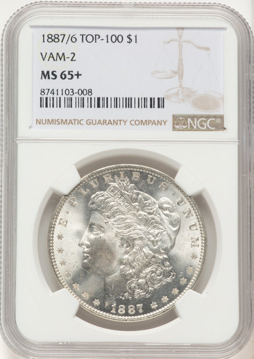 1887/6 $1 VAM-2 Morgan Dollar NGC MS65+