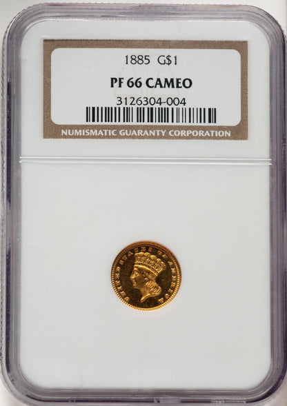 1885 G$1 CA Proof Gold Dollar NGC PR66