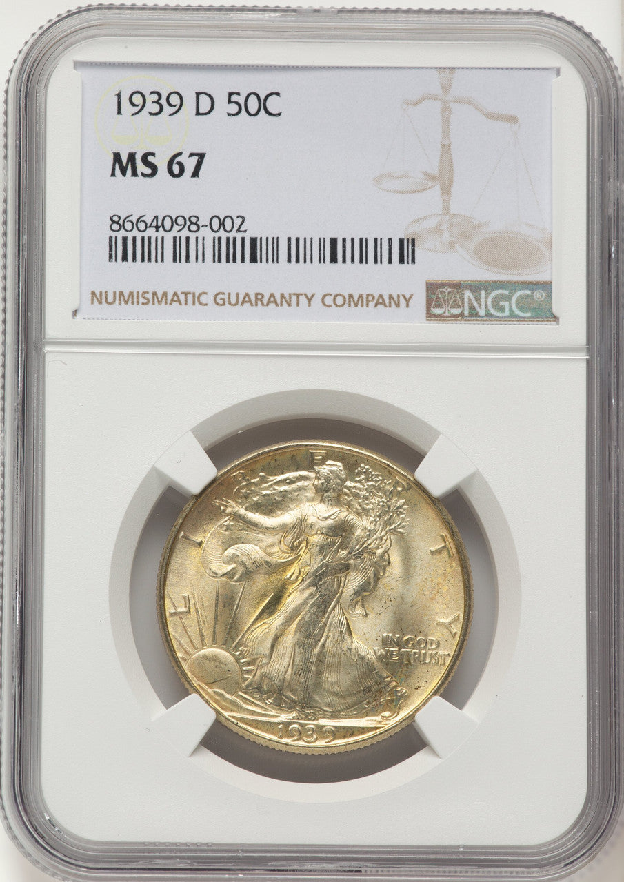 1939-D 50C Walking Liberty Half Dollar NGC MS67