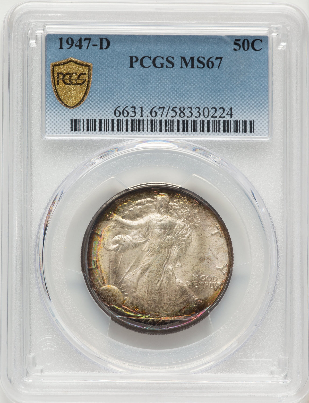 1947-D 50C Walking Liberty Half Dollar PCGS MS67