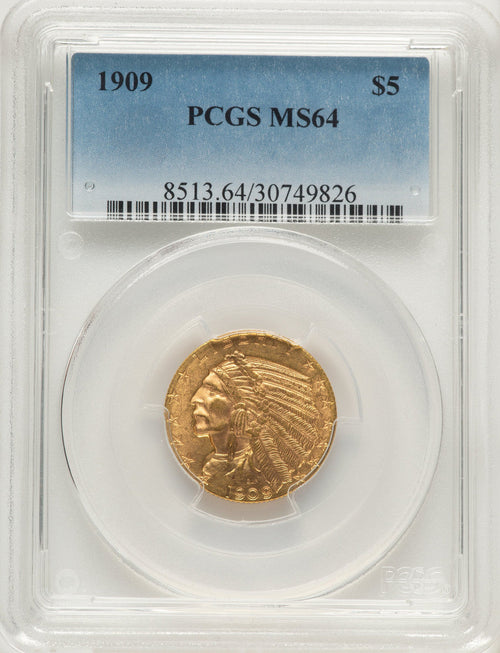 1909 $5 Indian Half Eagle PCGS MS64