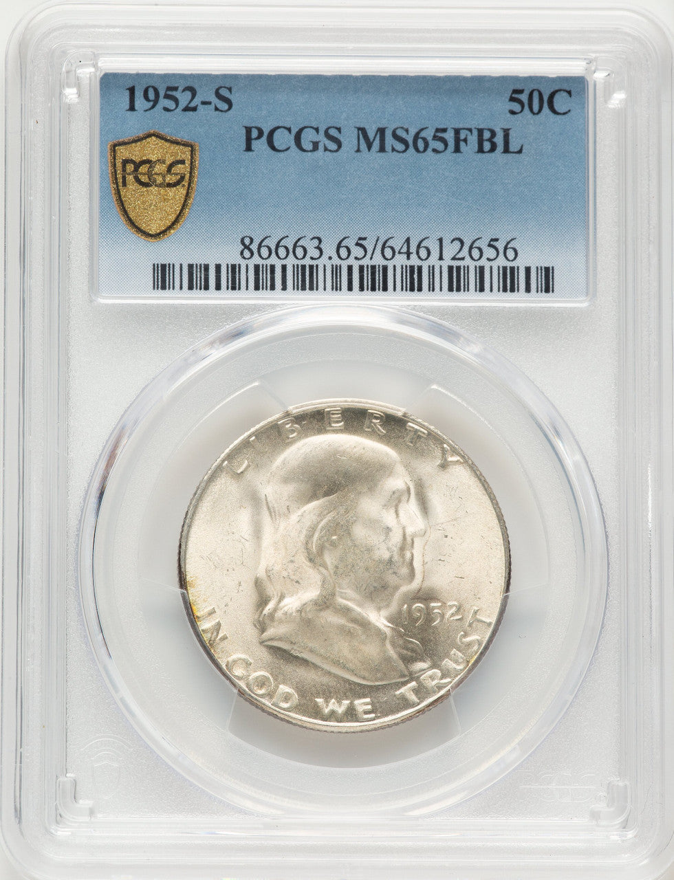 1952-S 50C FL Franklin Half Dollar PCGS MS65