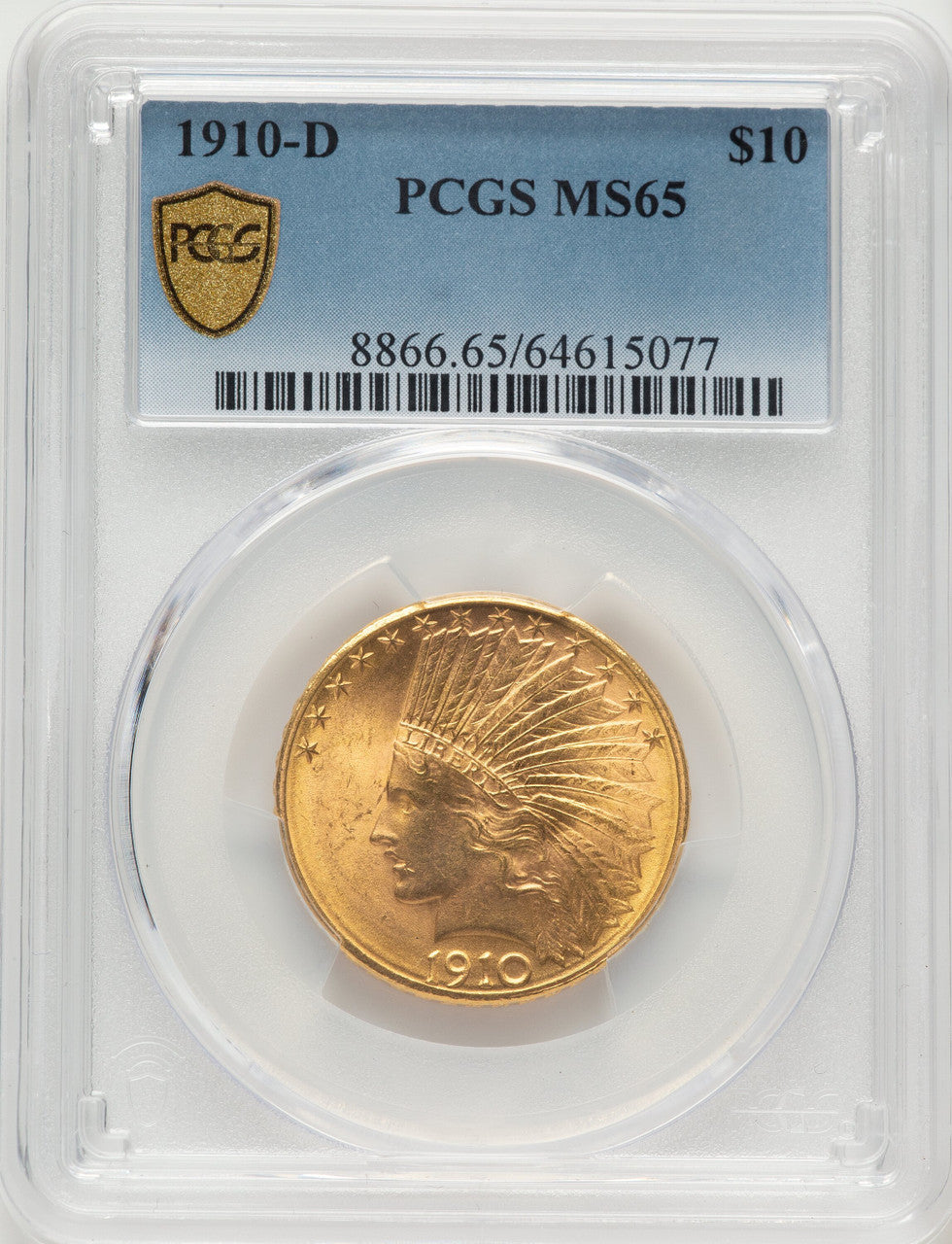 1910-D $10 Indian Eagle PCGS MS65