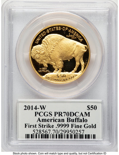 2014-W Proof Gold Buffalo 1 oz FS James Earle Fraser PCGS PR70