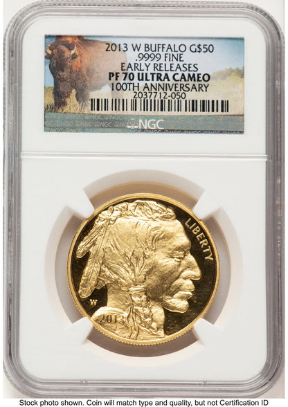 2013-W 1 oz Proof Gold Buffalo Early Releases NGC PF70 Bison Label