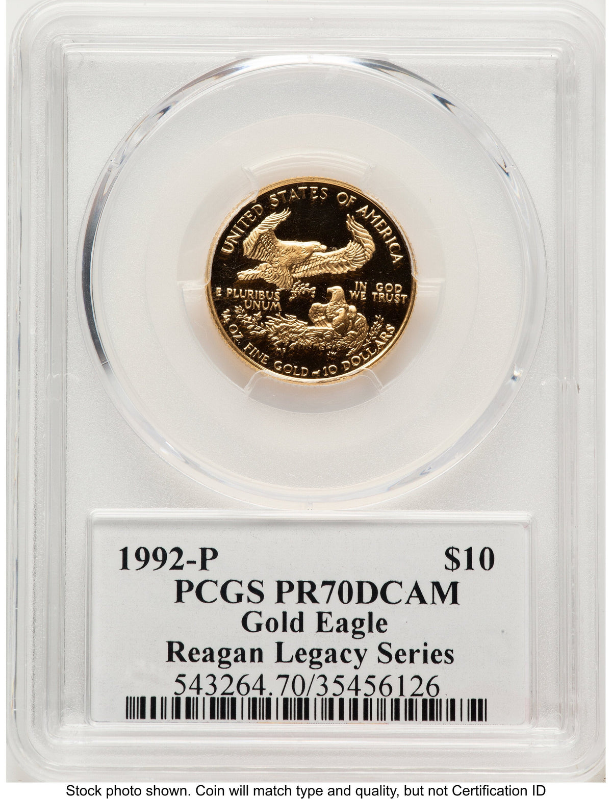 1992-P Proof Gold Eagle 1/4 oz Reagan Legacy Series Michael Reagan PCGS PR70