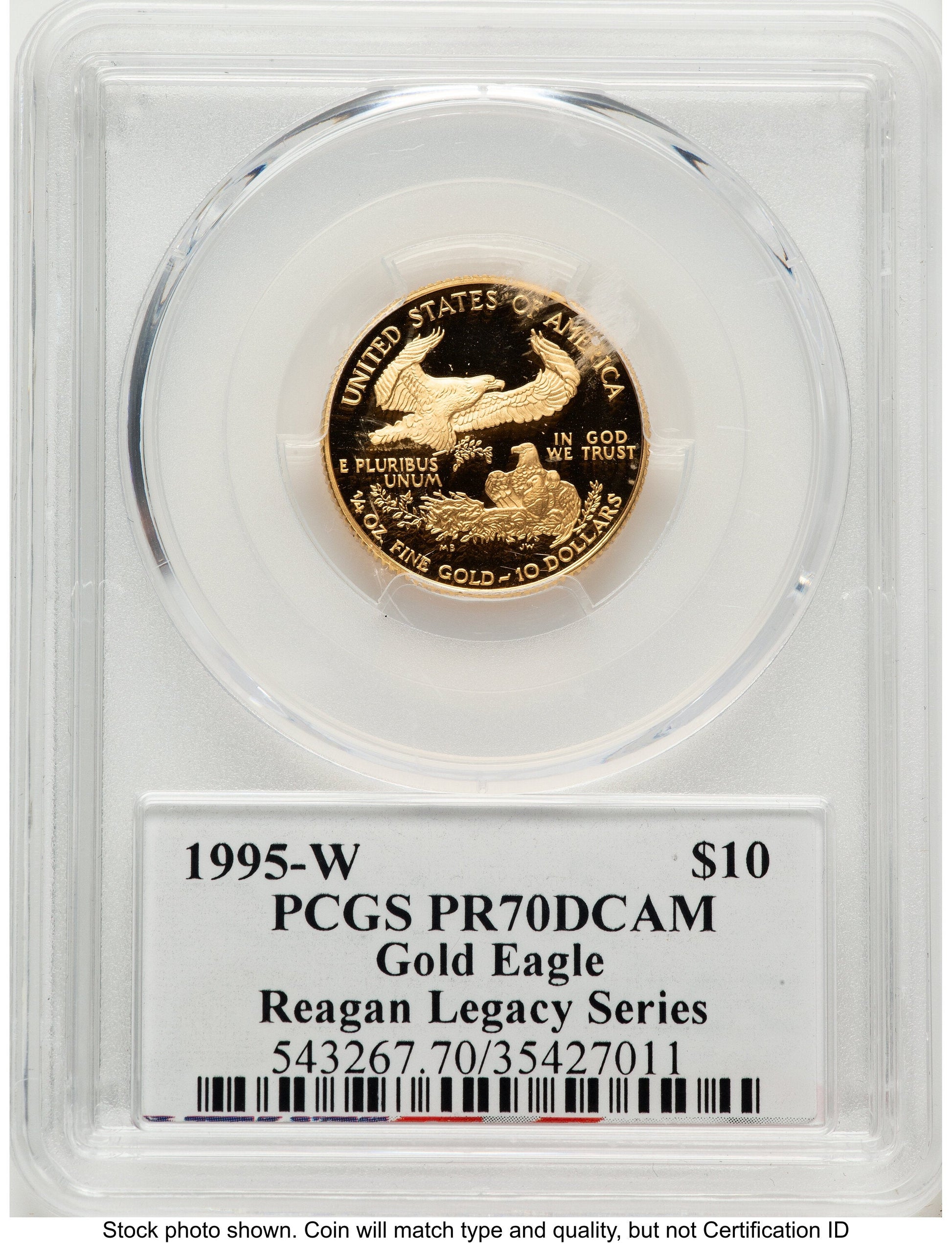 1995-W Proof Gold Eagle 1/4 oz Reagan Legacy Series Michael Reagan PCGS PR70