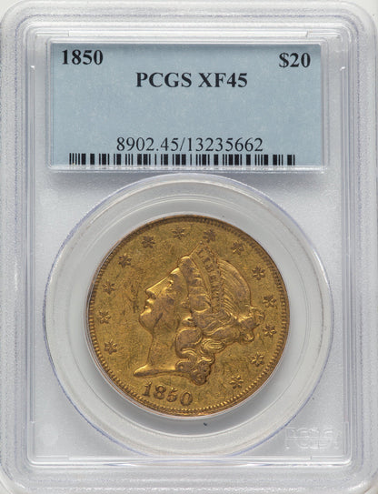 1850 $20 Blue Gradient Liberty Double Eagle PCGS XF45
