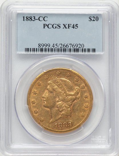 1883-CC $20 Blue Gradient Liberty Double Eagle PCGS XF45