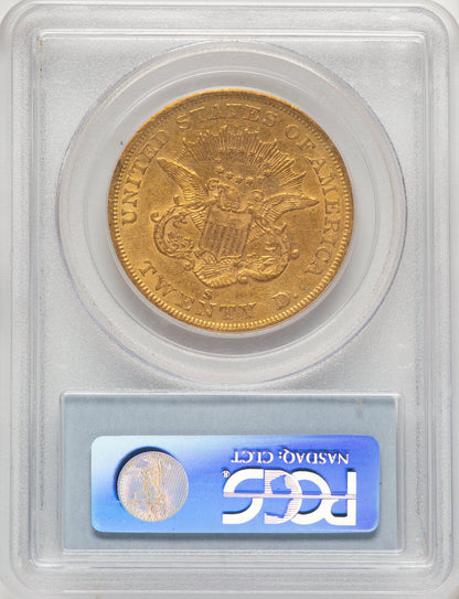 1857-S $20 Blue Gradient Liberty Double Eagle PCGS AU50