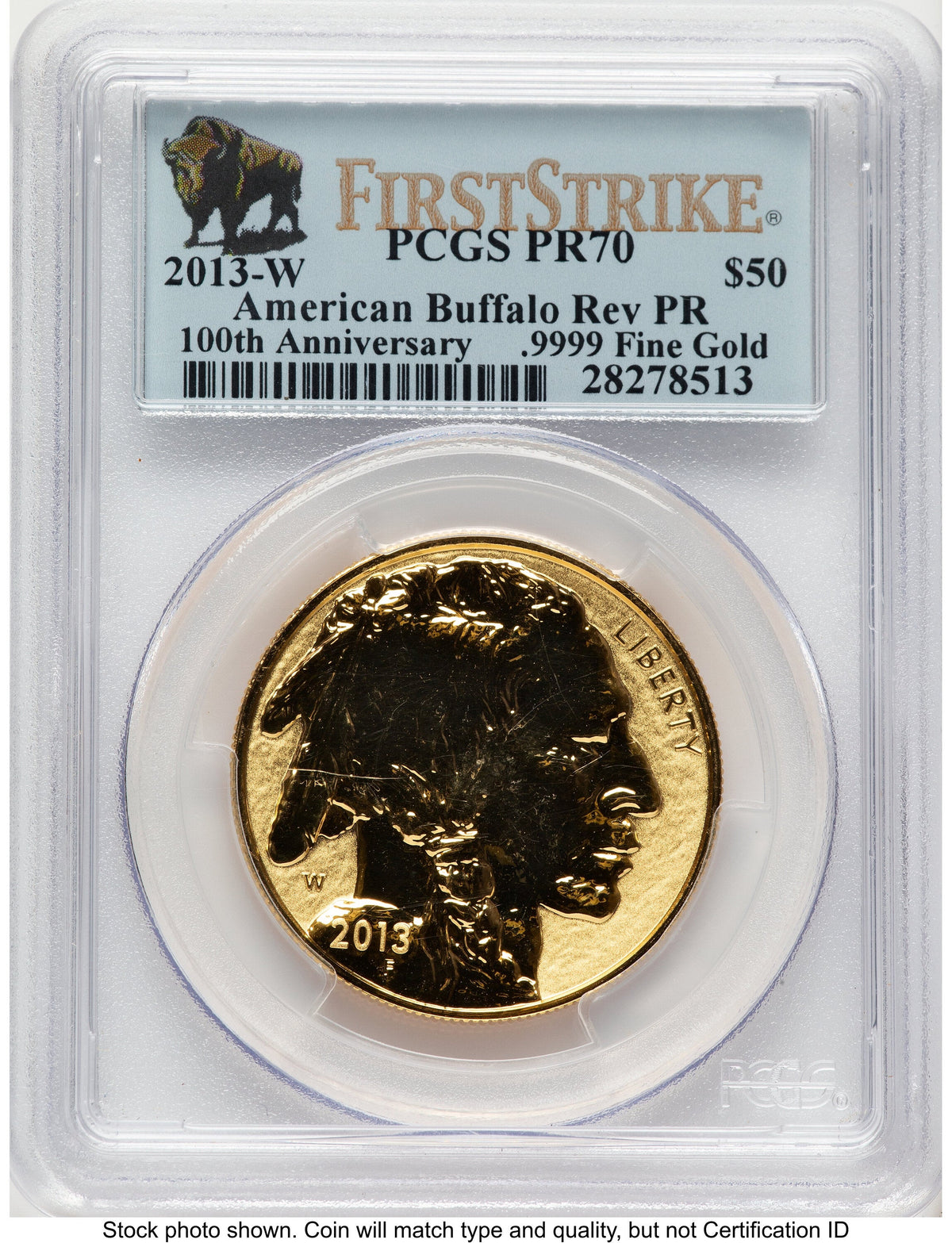 2013-W Reverse Proof Gold Buffalo 1 oz FS Bison Label PCGS PR70