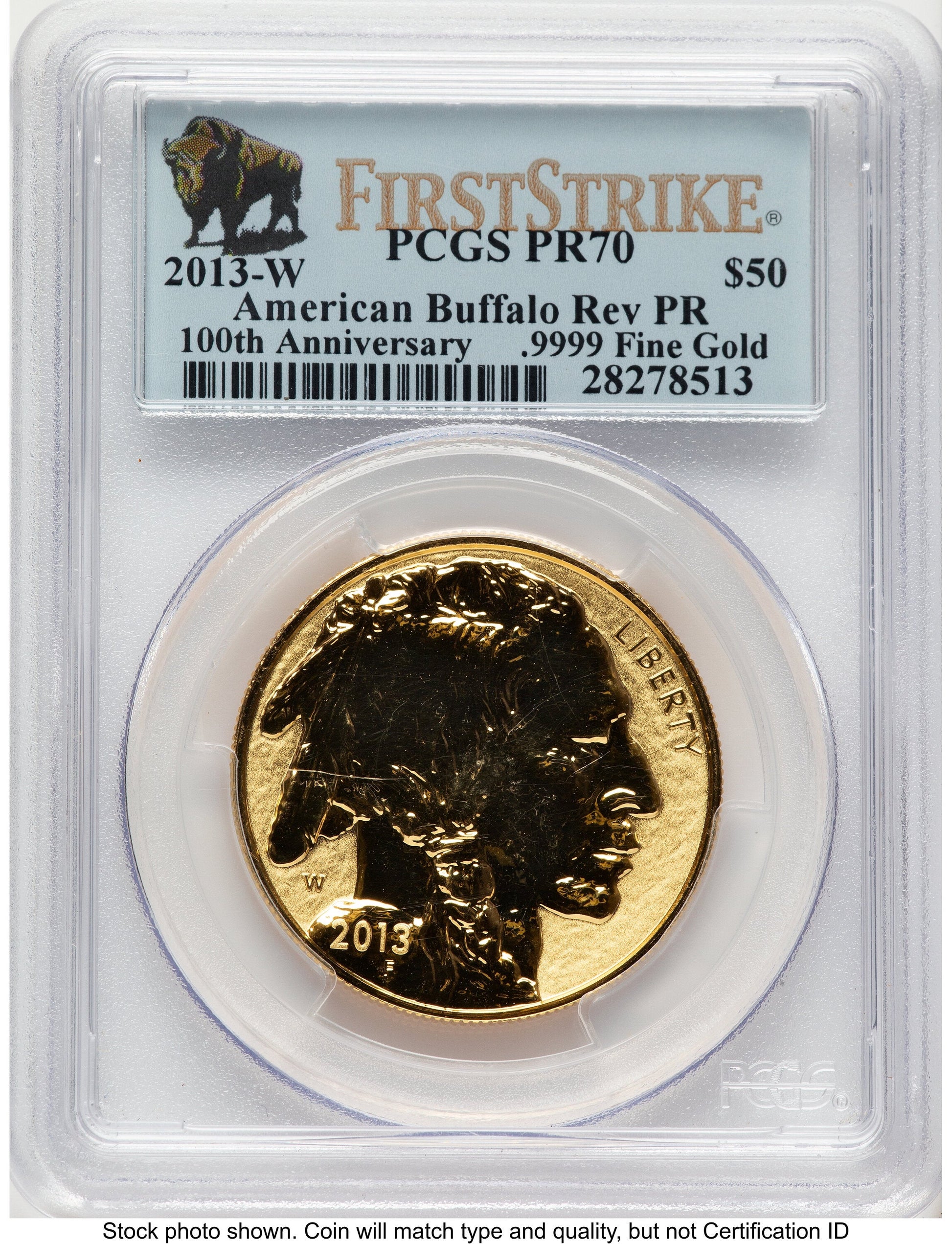 2013-W Reverse Proof Gold Buffalo 1 oz FS Bison Label PCGS PR70