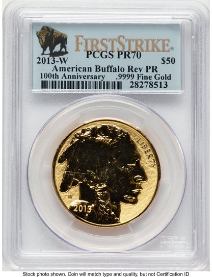 2013-W Reverse Proof Gold Buffalo 1 oz FS Bison Label PCGS PR70