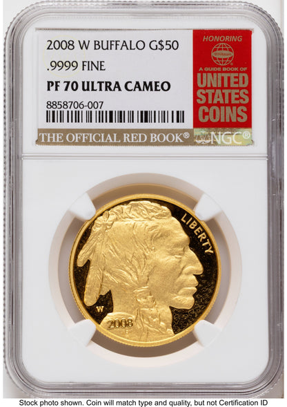 2008-W Proof Gold Buffalo 1 oz Red Book NGC PF70