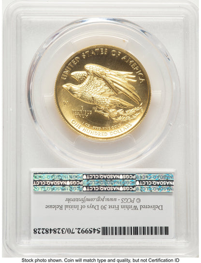 2015-W G$100 American Liberty High Relief FS Liberty Flag Label PCGS MS70