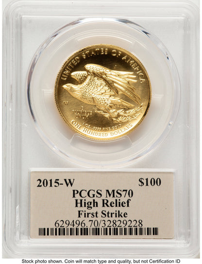 2015-W G$100 American Liberty High Relief FS Thomas Cleveland Art Deco PCGS MS70