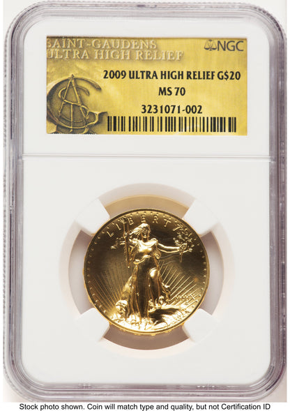 2009 G$20 Ultra High Relief Saint Gaudens Label NGC MS70