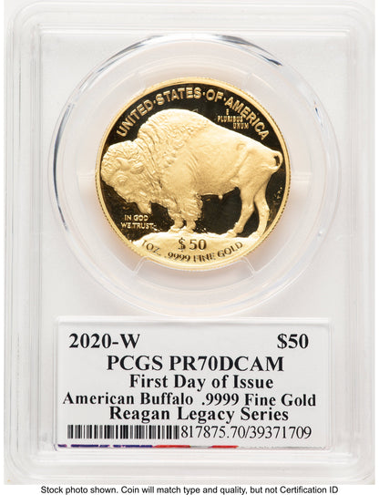 2020-W Proof Gold Buffalo 1 oz FDI Reagan Legacy Series Michael Reagan PCGS PR70